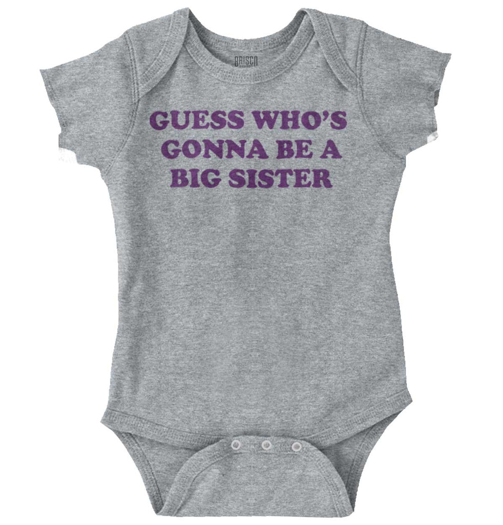 Guess Who's Gonna Be A Big Sister? Romper Bodysuit-Direct To Garment Print-Brisco Baby