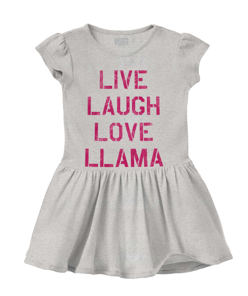Live Laugh Llama Solid Baby Infant Dress-Direct To Garment Print-Brisco Baby
