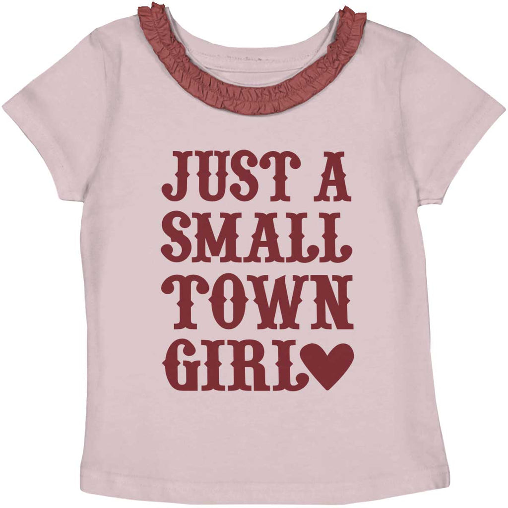 Small Town Girl Toddler Ruffled Trim T-Shirt-Direct To Garment Print-Brisco Baby