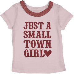 Small Town Girl Toddler Ruffled Trim T-Shirt-Direct To Garment Print-Brisco Baby