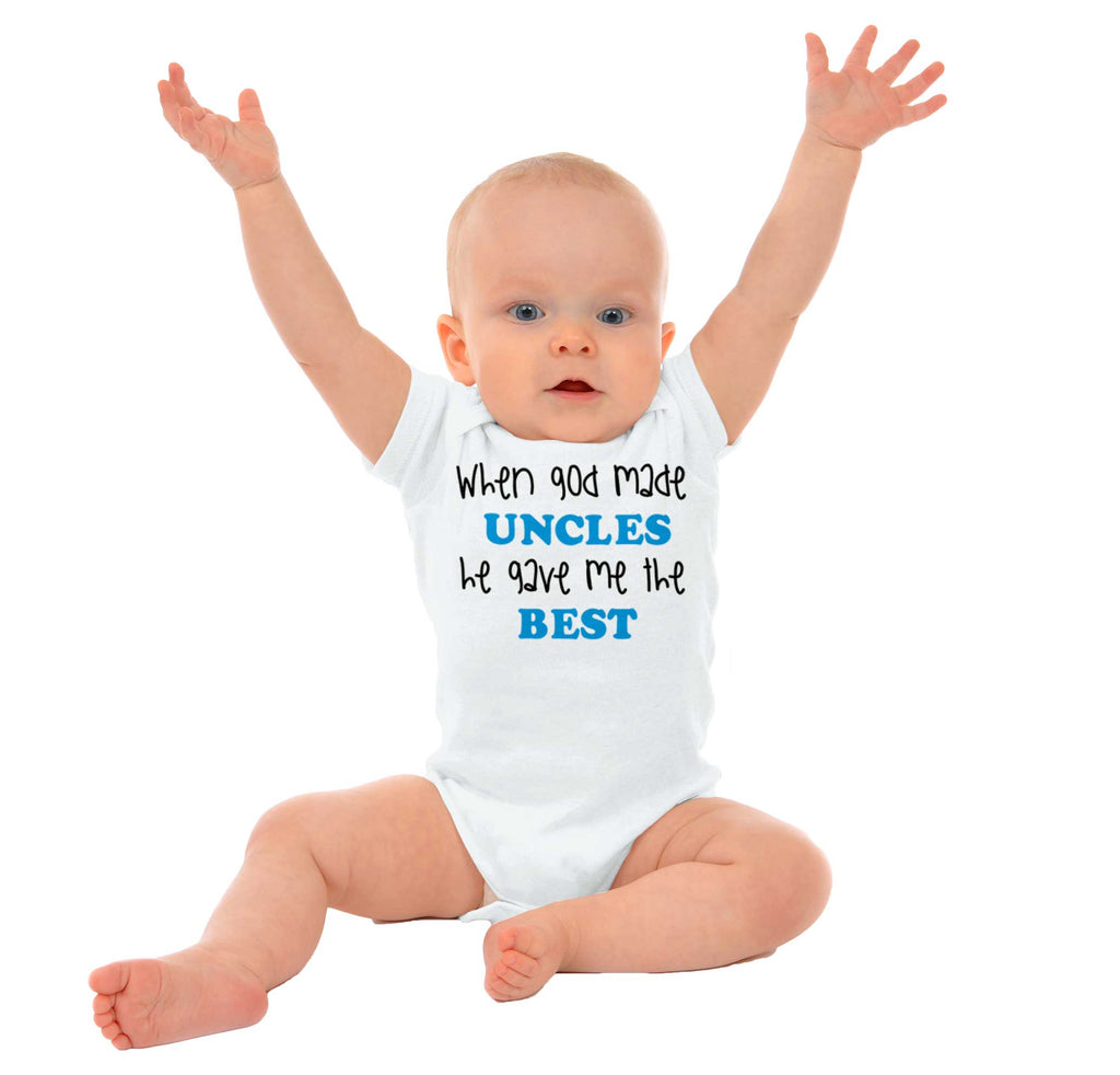 When God Made Uncles Romper Bodysuit-Direct To Garment Print-Brisco Baby