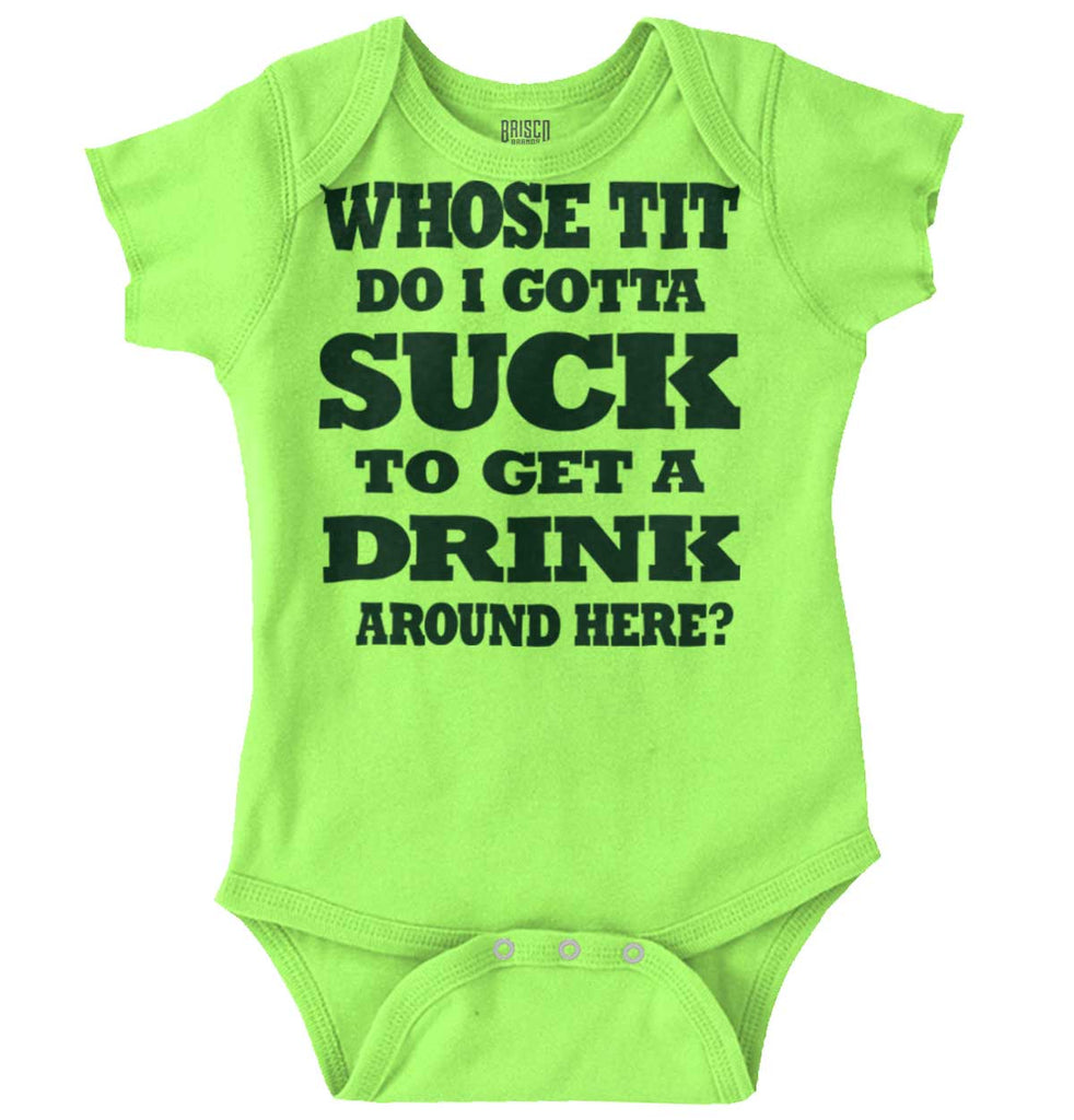 Get A Drink Romper Bodysuit-Direct To Garment Print-Brisco Baby
