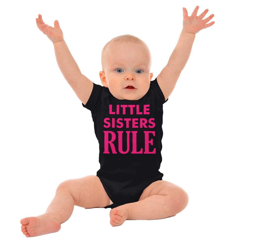 Little Sisters Rule Romper Bodysuit-Direct To Garment Print-Brisco Baby