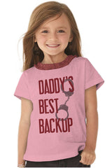 Daddy's Best Backup Toddler Ruffled Trim T-Shirt-Direct To Garment Print-Brisco Baby
