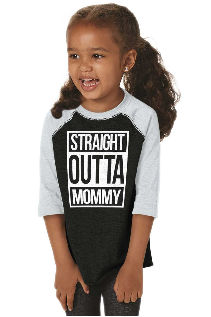Straight Outta Mommy Toddler Baseball-Direct To Garment Print-Brisco Baby