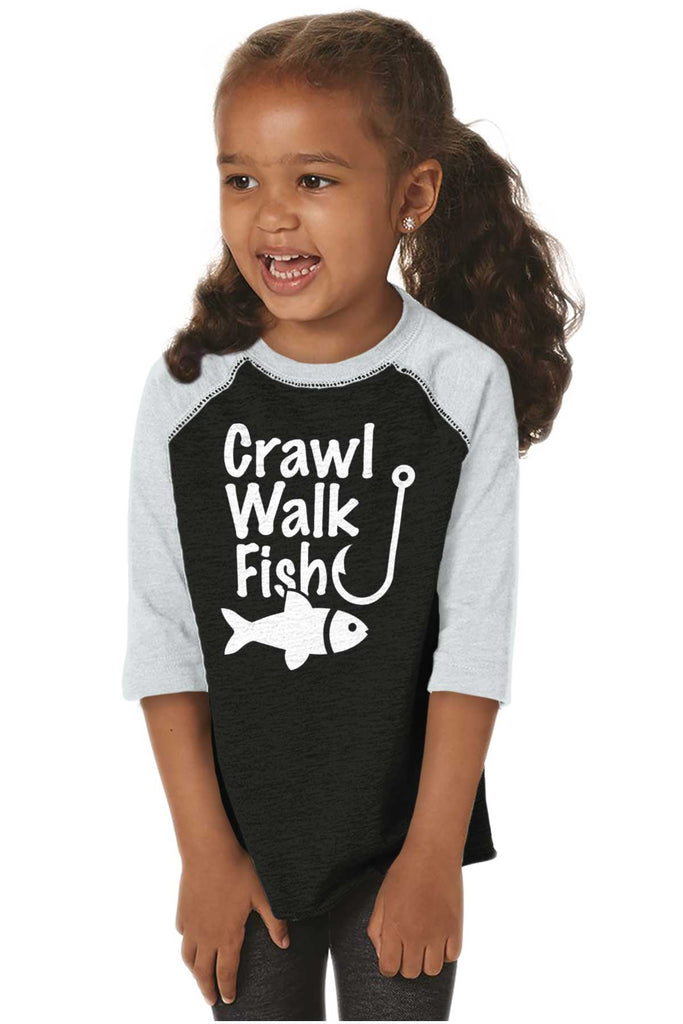 Crawl Walk Fish Toddler Baseball-Direct To Garment Print-Brisco Baby