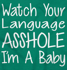 Watch The Language Solid Baby Pajama Top-Direct To Garment Print-Brisco Baby