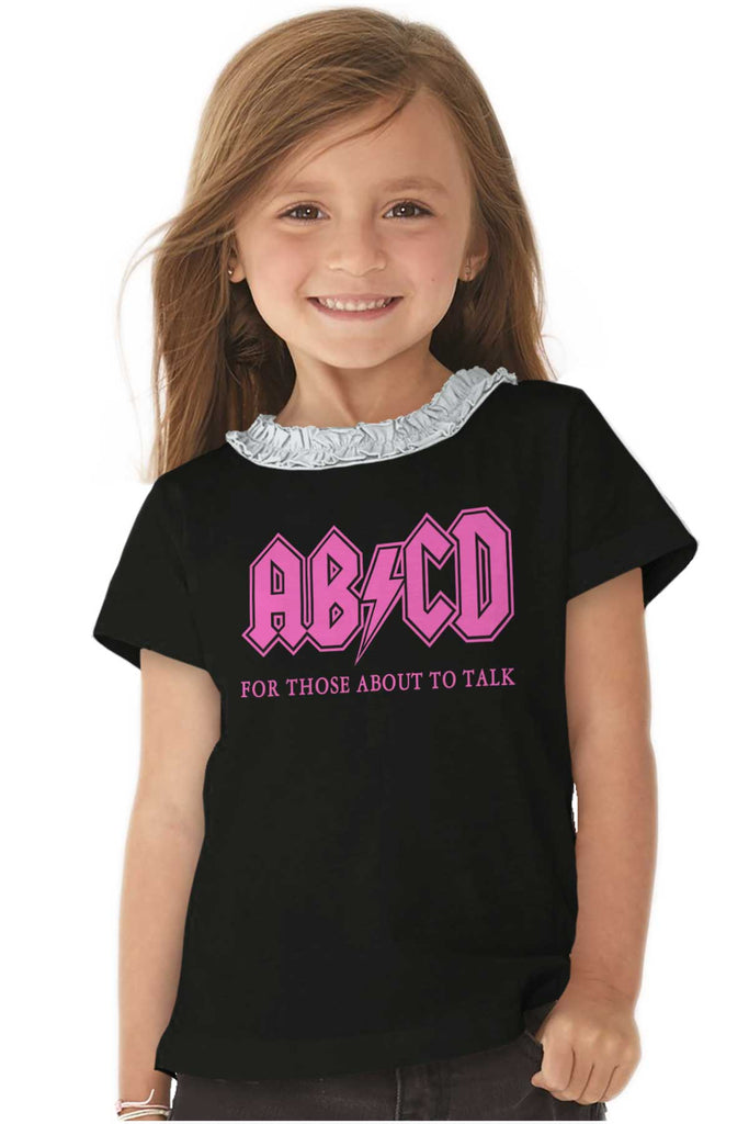AB CD Toddler Ruffled Trim T-Shirt-Direct To Garment Print-Brisco Baby