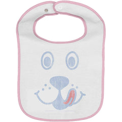 Distressed Puppie Trimmed White Snap Bib-Direct To Garment Print-Brisco Baby