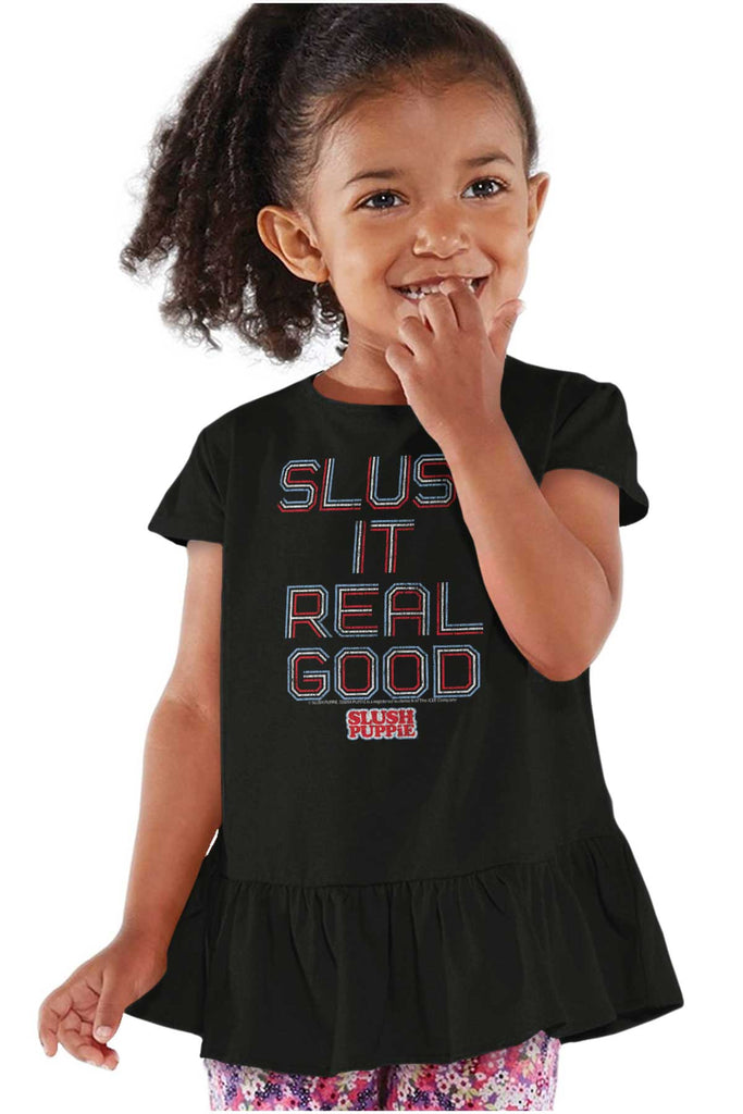 Slush It Real Good Toddler Ruffle Bottom Tee-Direct To Garment Print-Brisco Baby