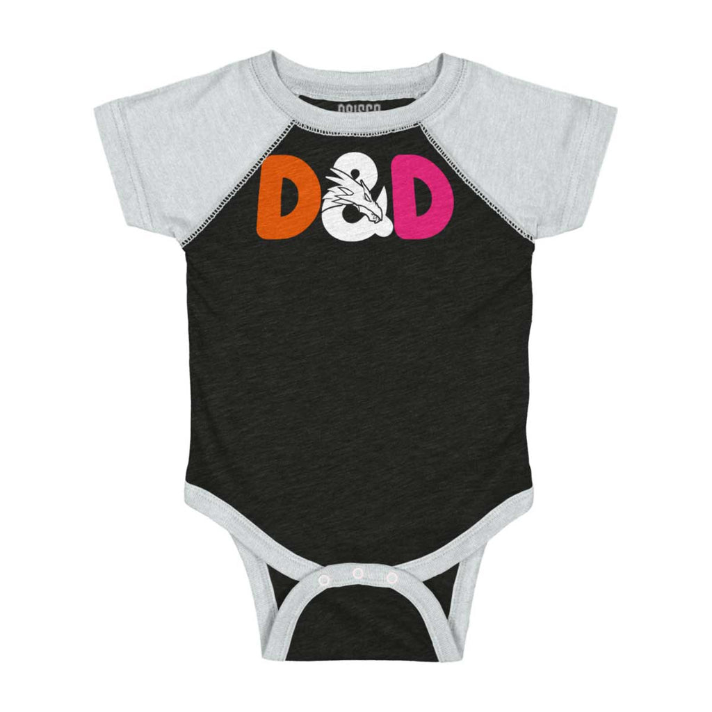Dungeons Fantasy Tabletop Gamer Raglan Romper Bodysuit-Direct To Garment Print-Brisco Baby