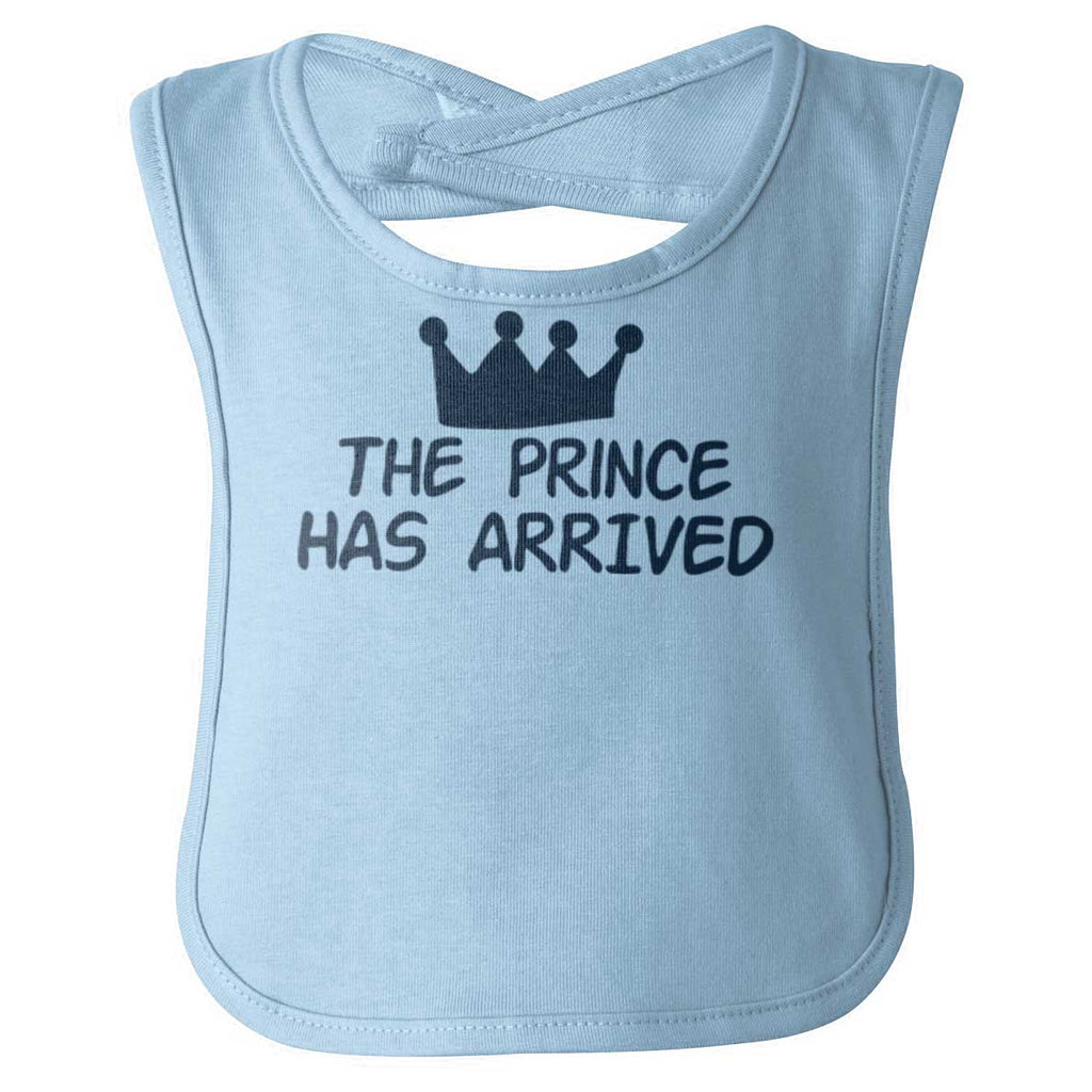 The Prince Has Arrived Infant Baby Bib-Direct To Garment Print-Brisco Baby