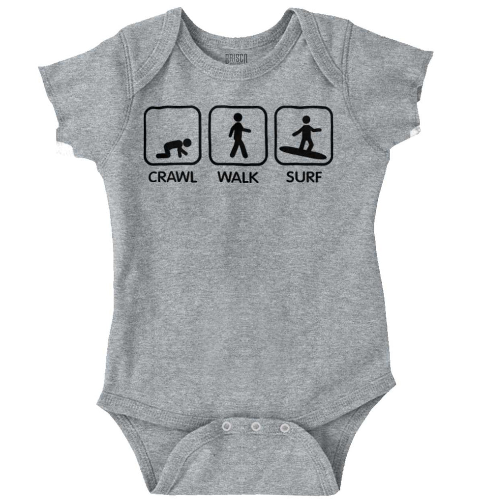 Crawl Walk Surf Romper Bodysuit-Direct To Garment Print-Brisco Baby