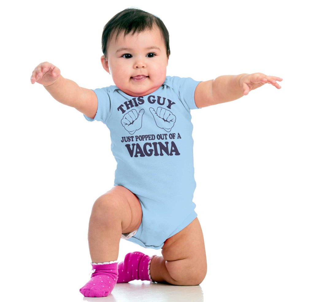 Popped Out of Vagina Romper Bodysuit-Direct To Garment Print-Brisco Baby