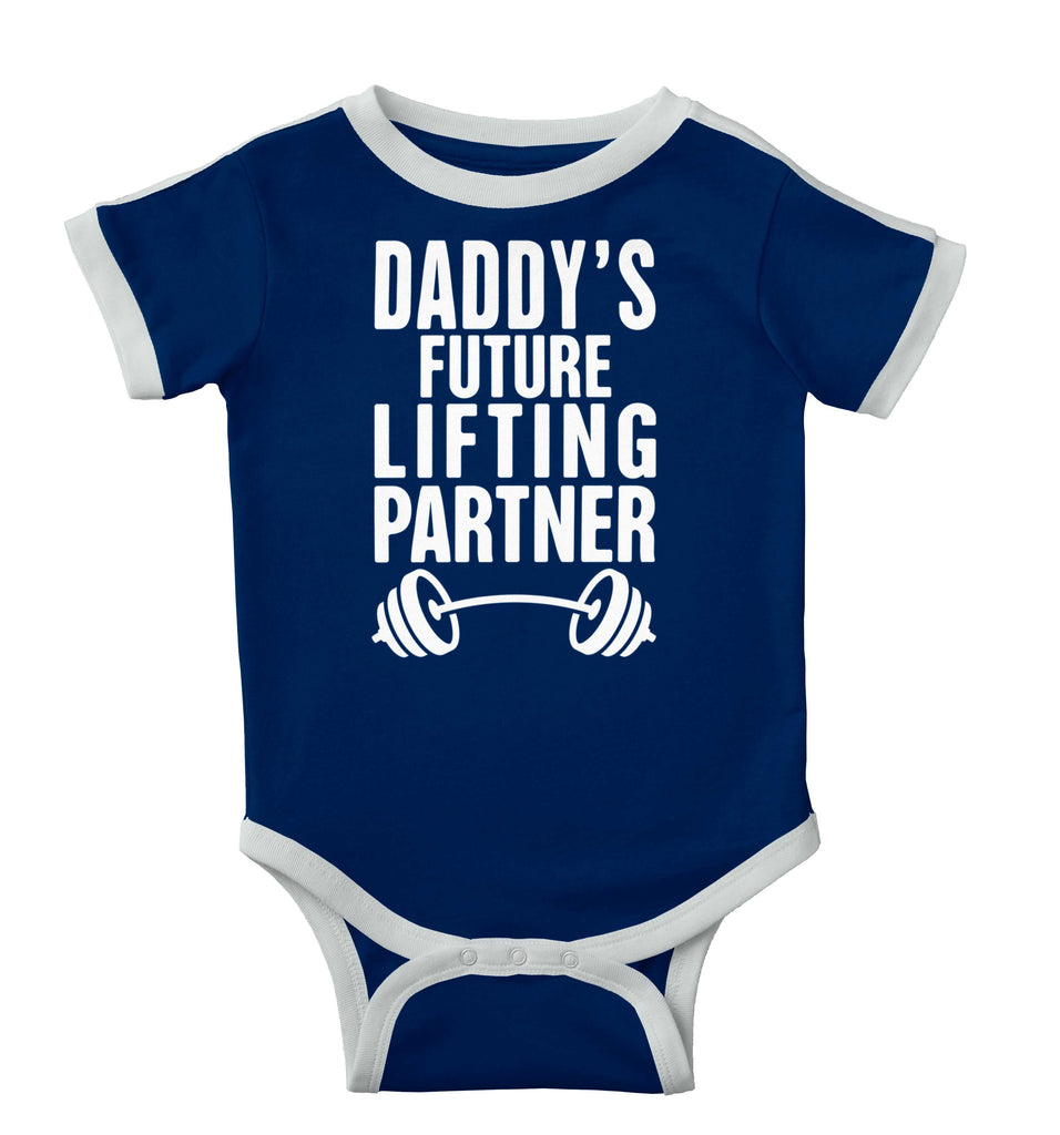 Lifting Partner Ringer Romper Bodysuit-Direct To Garment Print-Brisco Baby
