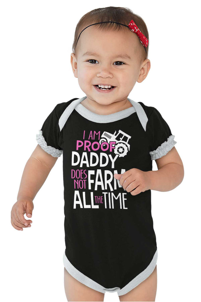 Farm All The Time Baby Ruffled Trim Romper-Direct To Garment Print-Brisco Baby