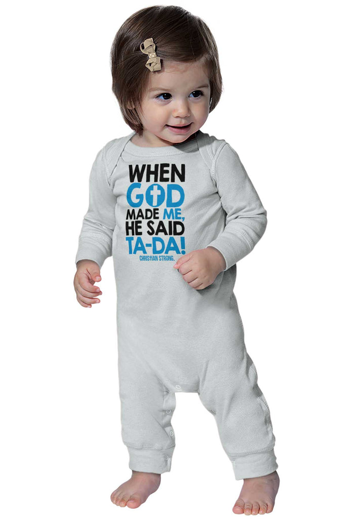 God Said Ta-Da Infant Baby Long Sleeve Coverall-Direct To Garment Print-Brisco Baby