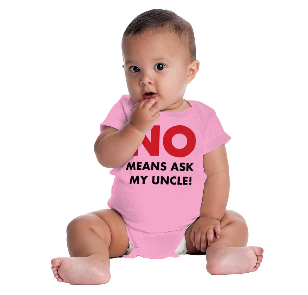 No Means Ask Uncle Romper Bodysuit-Direct To Garment Print-Brisco Baby