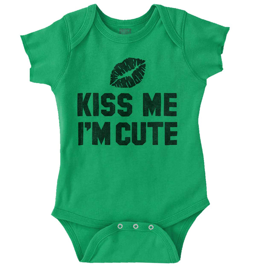 Kiss Me I'm Cute Romper Bodysuit-Direct To Garment Print-Brisco Baby