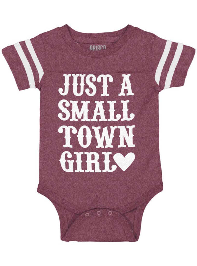 Small Town Girl Football Romper Bodysuit-Direct To Garment Print-Brisco Baby