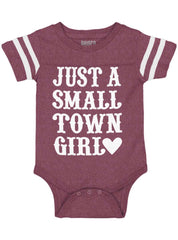 Small Town Girl Football Romper Bodysuit-Direct To Garment Print-Brisco Baby