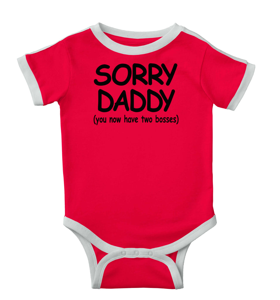 Sorry Daddy Ringer Romper Bodysuit-Direct To Garment Print-Brisco Baby