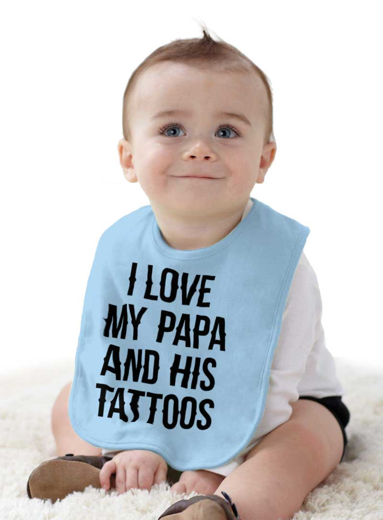 I Love Papa And Tattoos Infant Baby Bib-Direct To Garment Print-Brisco Baby