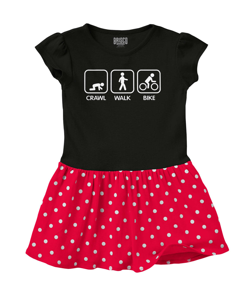 Crawl Walk Bike Baby Polka Dot Skirt Dress-Direct To Garment Print-Brisco Baby