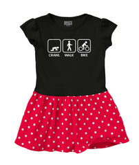 Crawl Walk Bike Baby Polka Dot Skirt Dress-Direct To Garment Print-Brisco Baby