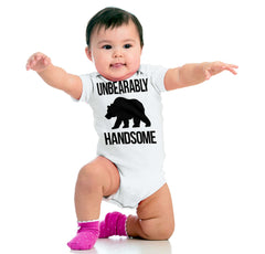 Unbearably Handsome Romper Bodysuit-Direct To Garment Print-Brisco Baby