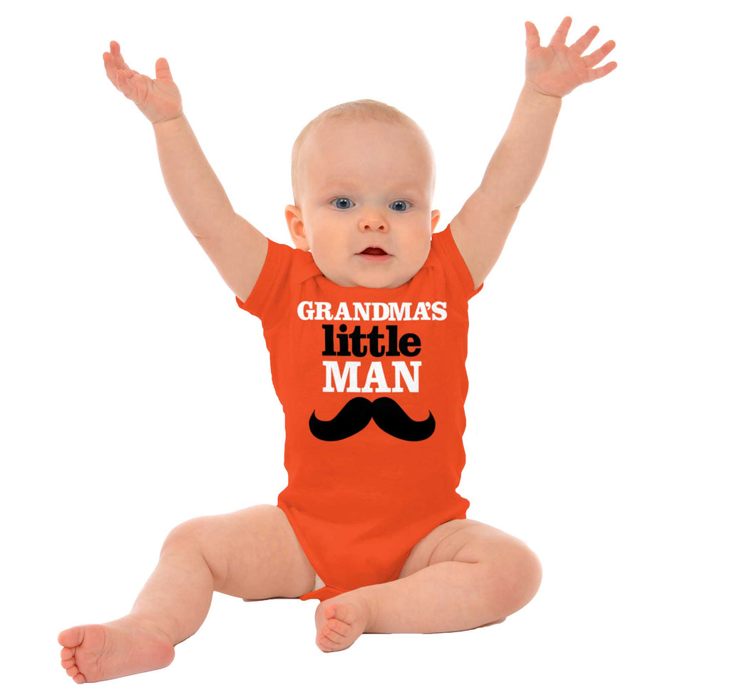 Grandmas Little Man Romper Bodysuit-Direct To Garment Print-Brisco Baby