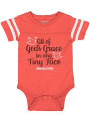 Gods Grace Tiny Face Football Romper Bodysuit-Direct To Garment Print-Brisco Baby