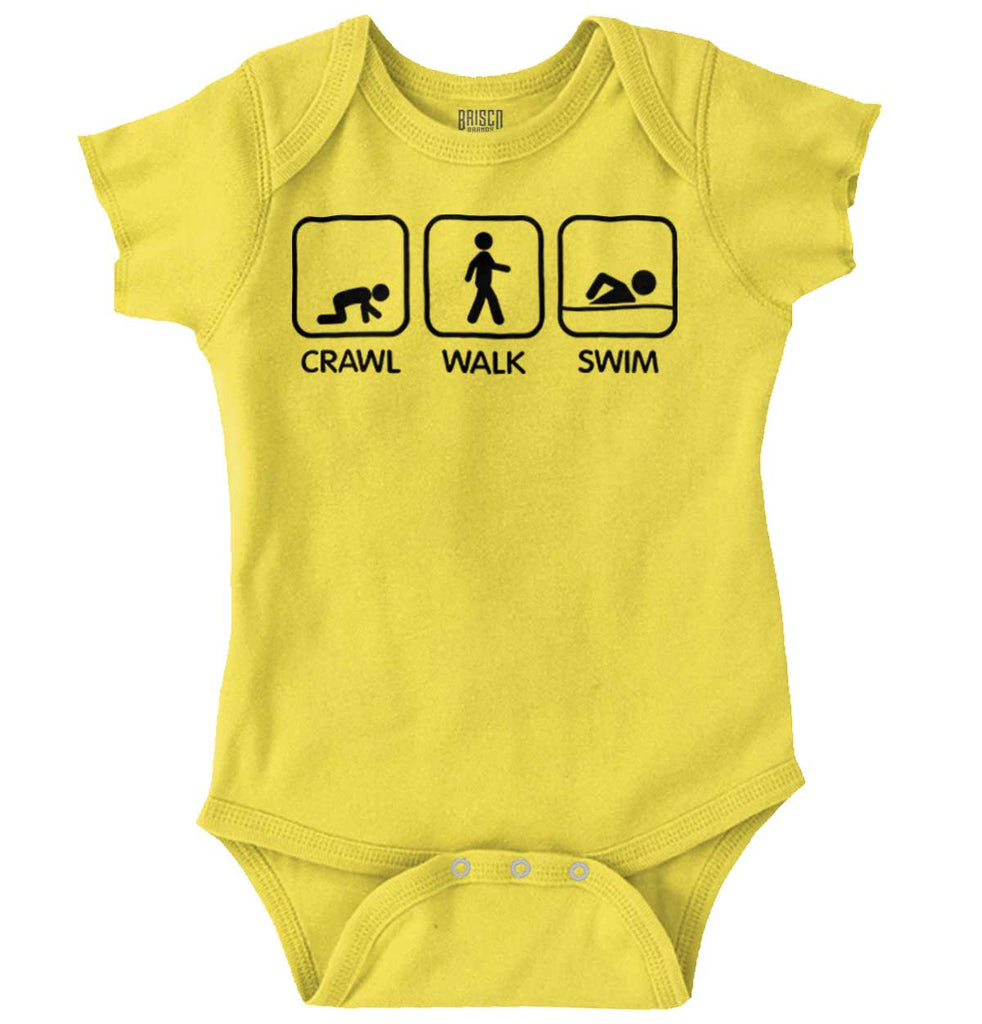Crawl Walk Swim Romper Bodysuit-Direct To Garment Print-Brisco Baby