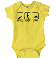 Crawl Walk Swim Romper Bodysuit-Direct To Garment Print-Brisco Baby