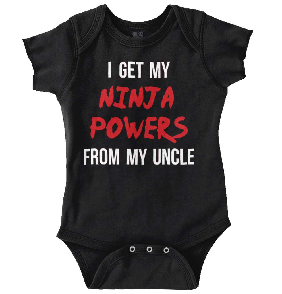 Get Ninja Powers From Uncle Romper Bodysuit-Direct To Garment Print-Brisco Baby