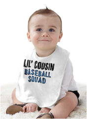 Lil Cousin Baseball Squad Infant Baby Bib-Direct To Garment Print-Brisco Baby