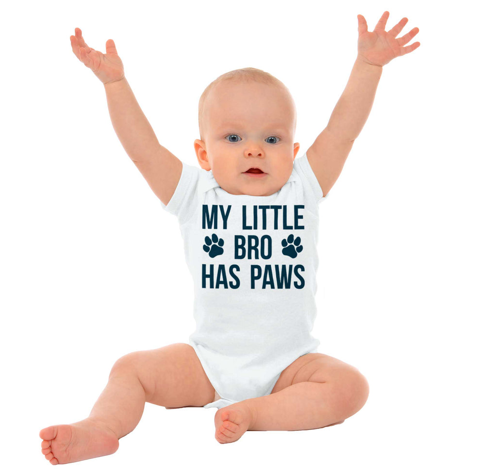 My Little Bro Has Paws Romper Bodysuit-Direct To Garment Print-Brisco Baby