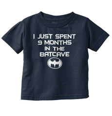 9 Months in Batcave Infant Toddler T Shirt-Direct To Garment Print-Brisco Baby