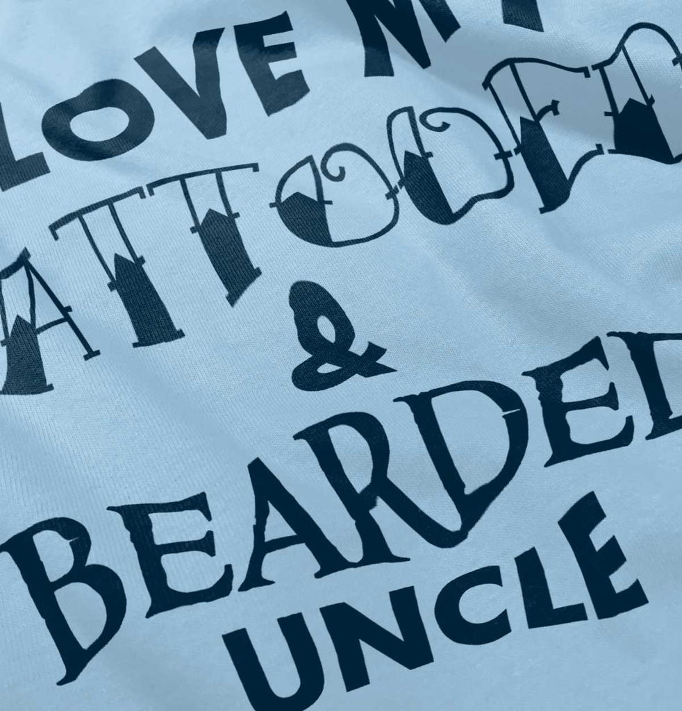 Love My Tattooed Bearded Uncle Romper Bodysuit-Direct To Garment Print-Brisco Baby
