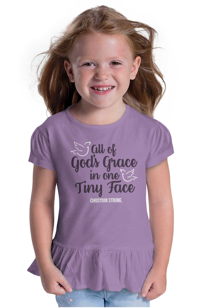 Gods Grace Tiny Face Toddler Ruffle Bottom Tee-Direct To Garment Print-Brisco Baby