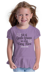 Gods Grace Tiny Face Toddler Ruffle Bottom Tee-Direct To Garment Print-Brisco Baby