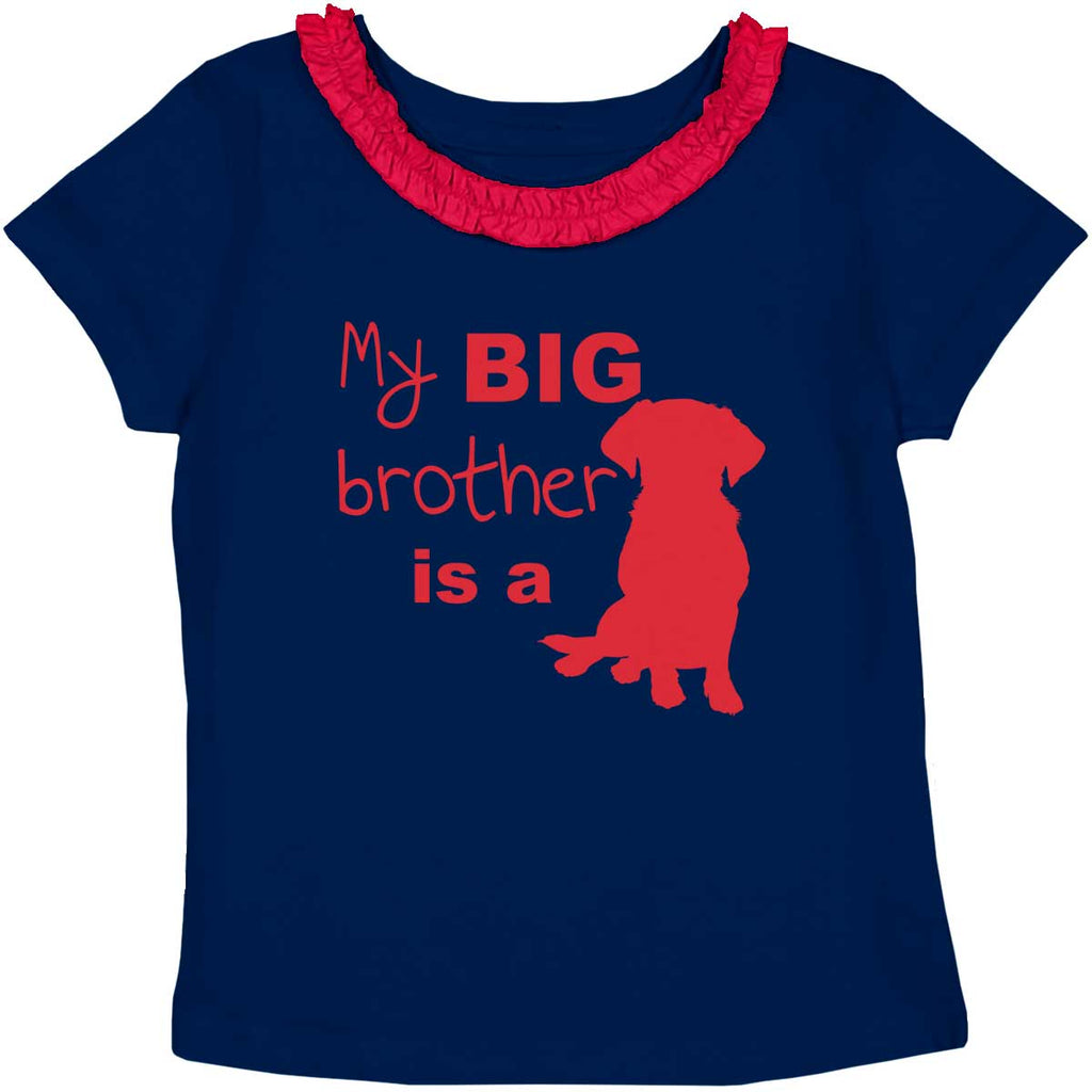 Brother is a Dog Toddler Ruffled Trim T-Shirt-Direct To Garment Print-Brisco Baby