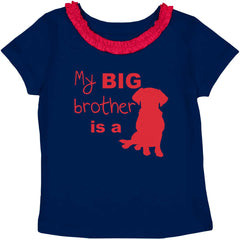 Brother is a Dog Toddler Ruffled Trim T-Shirt-Direct To Garment Print-Brisco Baby