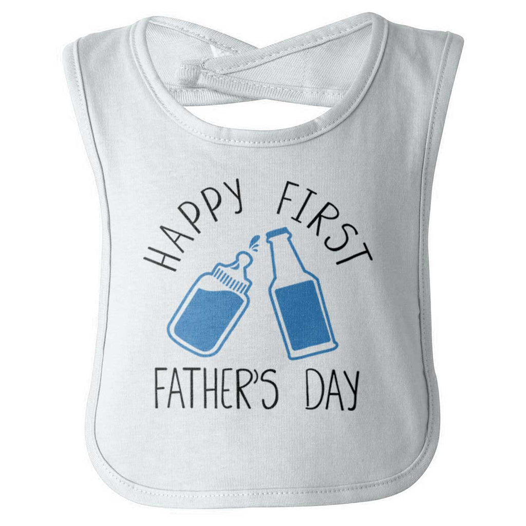 First Father's Day Infant Baby Bib-Direct To Garment Print-Brisco Baby