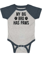 Big Bro Has Paws Raglan Romper Bodysuit-Direct To Garment Print-Brisco Baby