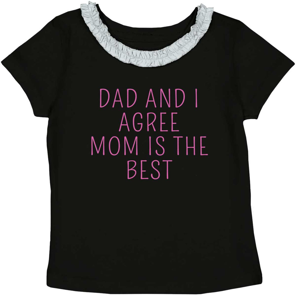 Mom Is Best Toddler Ruffled Trim T-Shirt-Direct To Garment Print-Brisco Baby