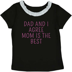 Mom Is Best Toddler Ruffled Trim T-Shirt-Direct To Garment Print-Brisco Baby