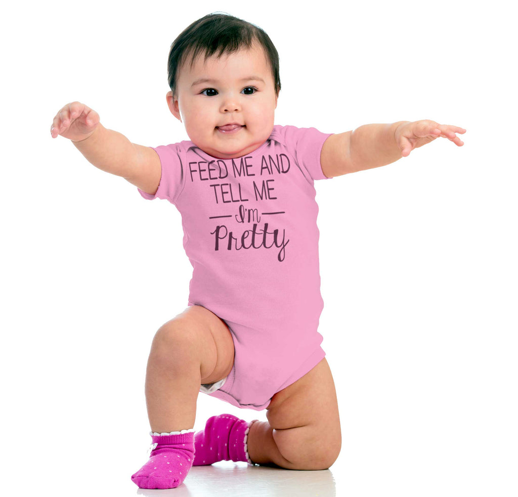 Tell Me I'm Pretty Romper Bodysuit-Direct To Garment Print-Brisco Baby