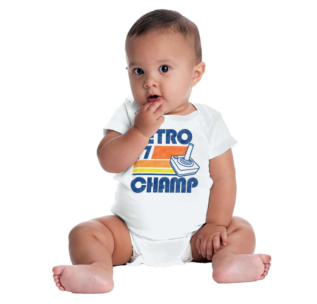 Retro 77 Champ Gamer Dragons Romper Bodysuit-Direct To Garment Print-Brisco Baby