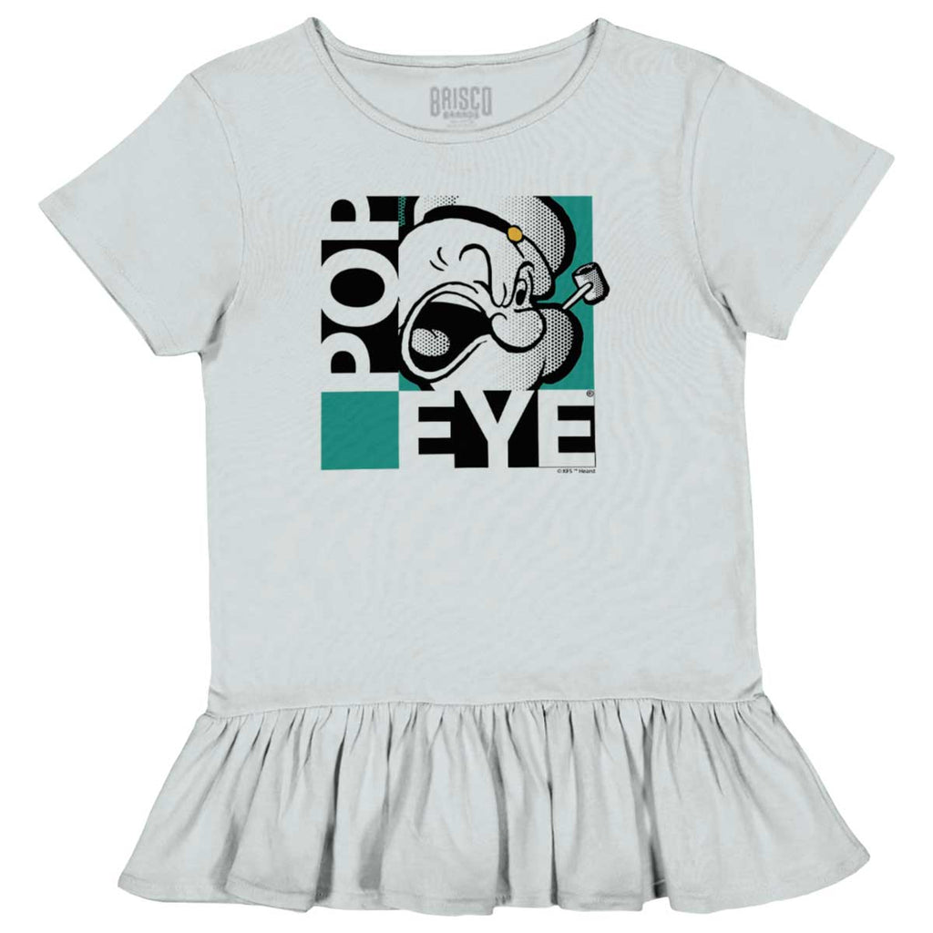 Popeye Pop Art Toddler Ruffle Bottom Tee-Direct To Garment Print-Brisco Baby